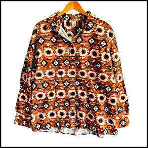 Duluth Trading Co. XXL Aztec Southwestern Button Down Shirt Top Plus Size Cotton